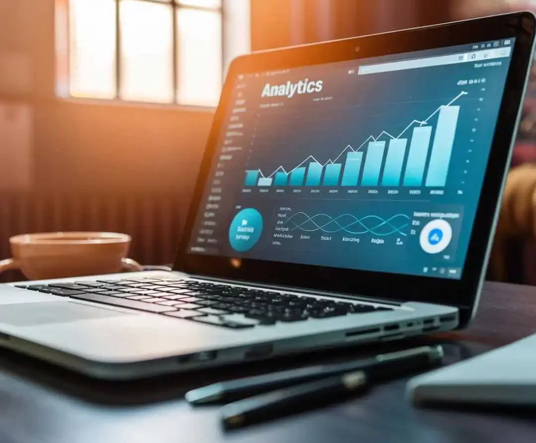 A laptop on the table showing growth of a website with SEO - i-labsolution